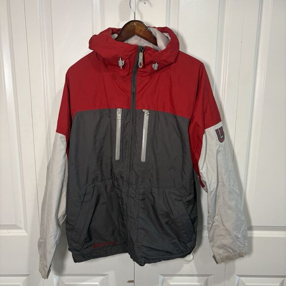 Burton Snowboard Jacket Mens M Red Gray Hooded Winter Ski Park Outdoor Y2K - Picture 1 of 7